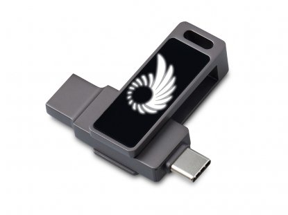 USB3.0/ Type-C флешка 2в1 на 64 ГБ Спинлайт с подсветкой