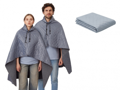 Плед-пончо 2-в-1 Cappy с капюшоном и мешком, серый