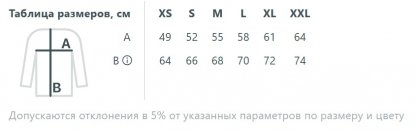 Размерная таблица худи унисекс Phoenix