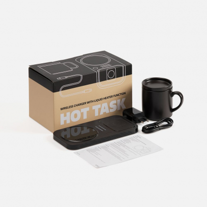 Беспроводное зарядное устройство с подогревом кружки Hot Task, чёрное