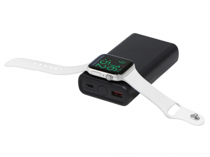 Внешний беспроводной аккумулятор 2-в-1 с функцией зарядки Apple Watch, QC/PD AtomIQ, 10000 мАч, черный Внешний беспроводной аккумулятор 2-в-1 с функцией зарядки Apple Watch, QC/PD AtomIQ, 10000 мАч, черный