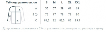 Размерная таблица куртки Nordvind WR, унисекс