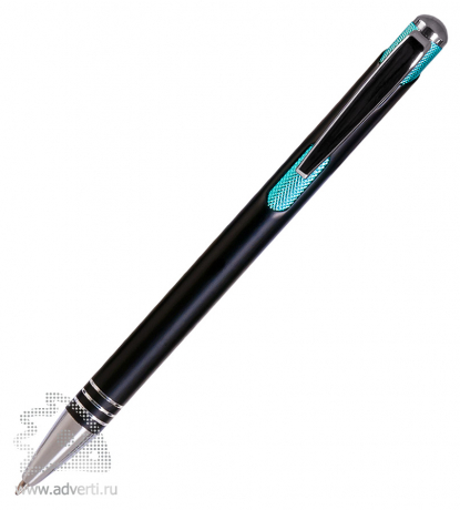 Шариковая ручка Bello Black, черная с бирюзовым