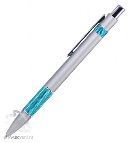 Шариковая ручка Colibri, серебристая с бирюзовым