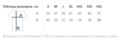 Размерная таблица жилета унисекс Warmbridge