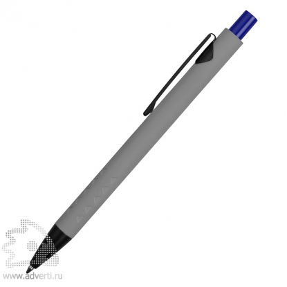 Ручка металлическая soft-touch шариковая Snap, синяя, сбоку