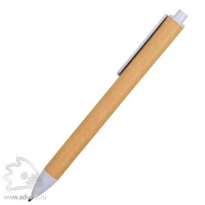 Ручка картонная шариковая Эко 2.0, белая, сбоку
