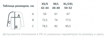Размерная таблица толстовки унисекс S3