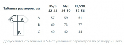 Размерная таблица футболки оверсайз унисекс Avenu