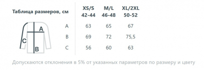 Размерная таблица свитшота оверсайз унисекс S6