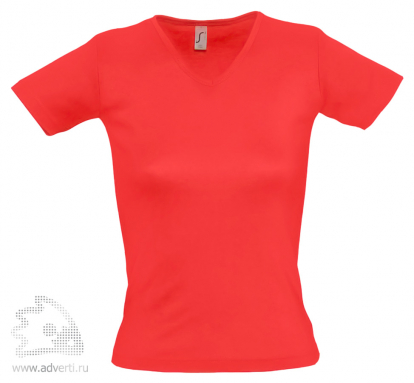 Футболка с V-обр. вырезом Lady 220, женская, красная