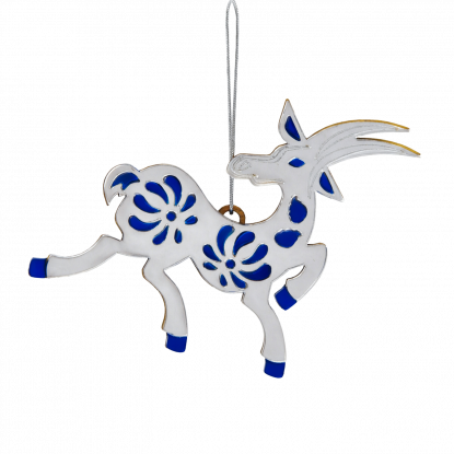 Ёлочная игрушка Коза, синяя