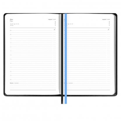 Ежедневник Alanis, недатированный, черный c голубым