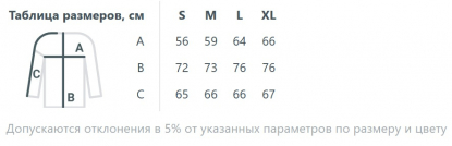 Размерная таблица худи унисекс Prima Vista