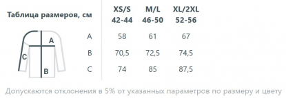 Размерная таблица толстовки Neofit, унисекс