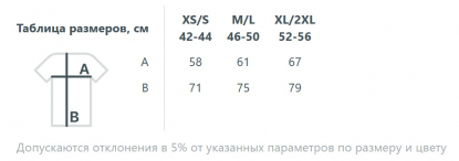 Размерная таблица футболки оверсай унисекс с капюшоном Neofit