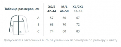 Размерная таблица свитшота Vozduh, унисекс