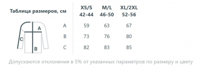 Размерная таблица свитшота оверсайз унисекс Vozduh