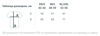 Размерная таблица футболки оверсайз Vozduh, унисекс