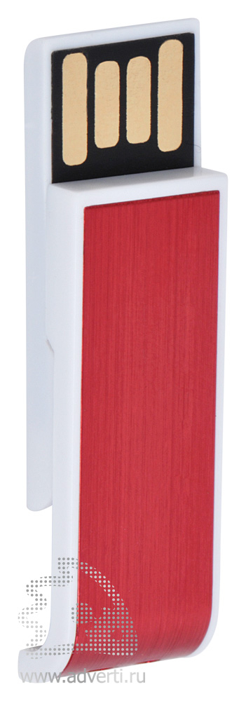 USB flash-карта Slider, красная, открытая