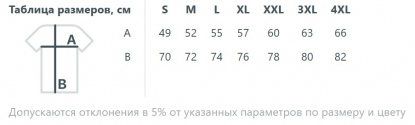 Размерная таблица рубашки поло унисекс Upswing