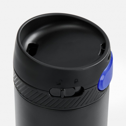 Термостакан X1 с цветной кнопкой, черный с синим