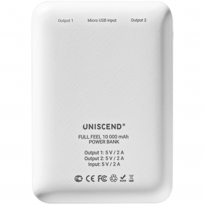 Внешний аккумулятор Uniscend Full Feel 10000 mAh, белый, оборотная сторона