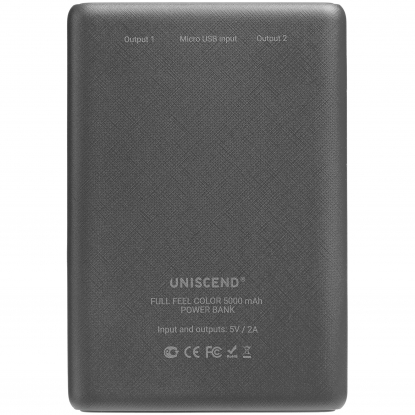 Внешний аккумулятор Uniscend Full Feel Color 5000 мАч, серый, оборотная сторона