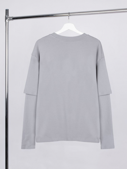 утболка оверсайз с двойным рукавом Kosmos, светло-серая