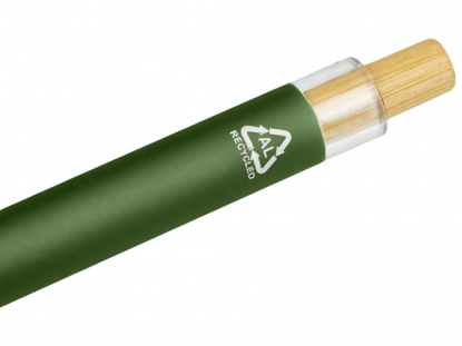 Ручка шариковая из переработанного алюминия Blossom, зеленая