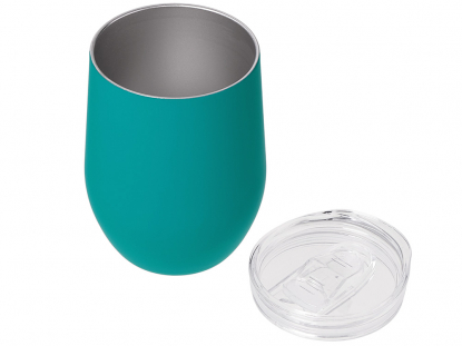 Вакуумная термокружка Sense Gum, непротекаемая крышка, soft-touch, бирюзовая