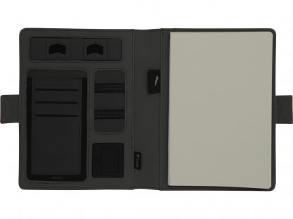 Органайзер с беспроводной зарядкой Powernote, 5000 mAh, светло-серый, открытый