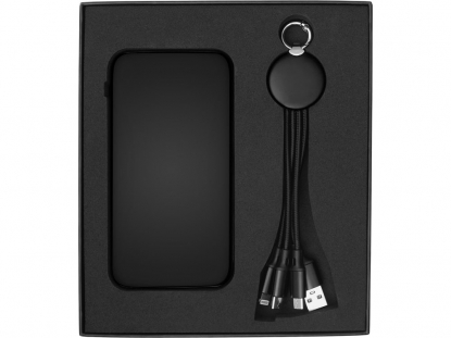 Набор из внешнего аккумулятора и универсального кабеля с подсветкой лого Reserve LED, 10000mAh, черный