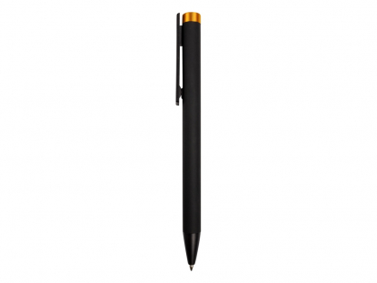 Ручка металлическая шариковая Taper Metal soft-touch, черная с оранжевым