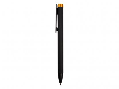 Ручка металлическая шариковая Taper Metal soft-touch, черная с оранжевым