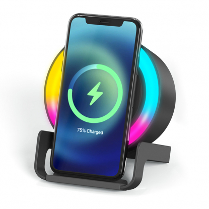 Беспроводная Bluetooth колонка U-Tone RGB c функцией беспроводной зарядки 15W, черная