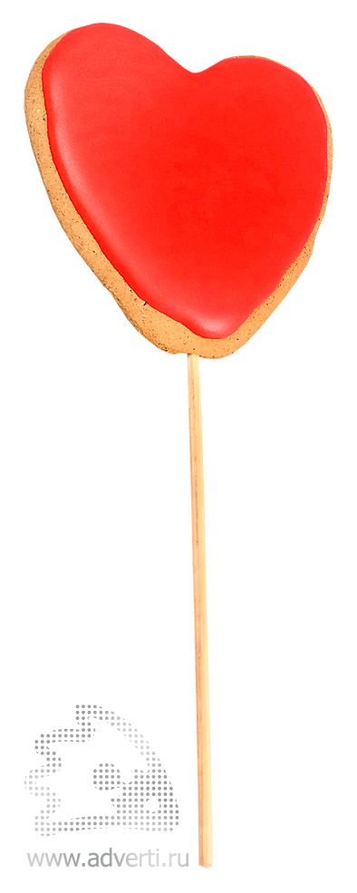 Имбирный пряник Сердечко на палочке одноцветное заливное