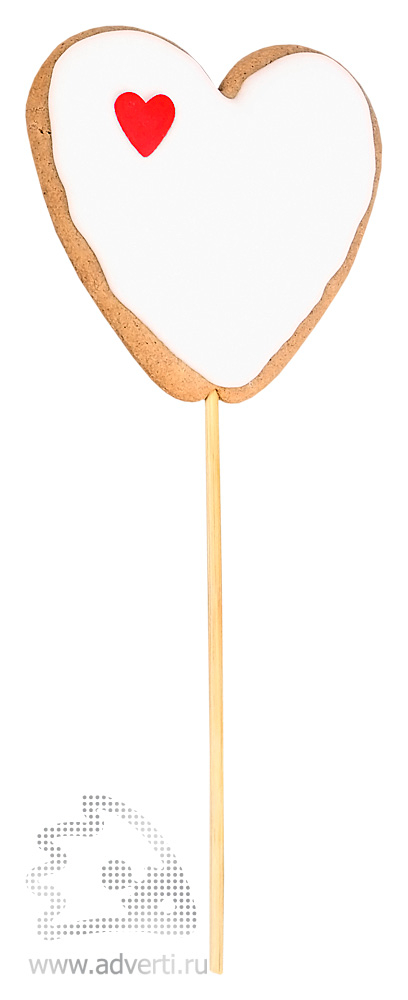 Имбирный пряник Сердечко на палочке заливное с декором