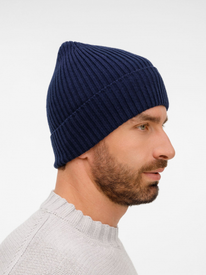 Шапка Catch Match без помпона, темно-синяя