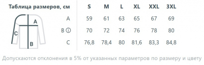Размерная таблица куртки флисовой унисекс Nebo