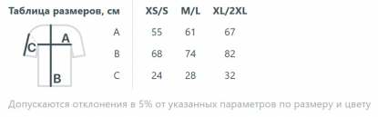 Размерная таблица джемпера с коротким рукавом Siluetti Volumica