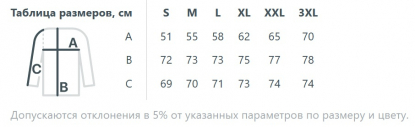 Размерная таблица куртки софтшелл Trial, мужской