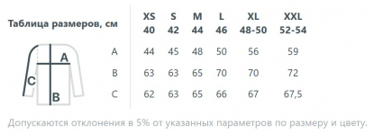 Размерная таблица куртки софтшелл Trial Lady, женской