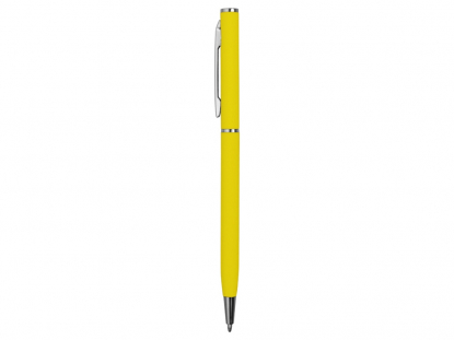 Ручка металлическая шариковая Атриум софт-тач, жёлтая, вид сбоку