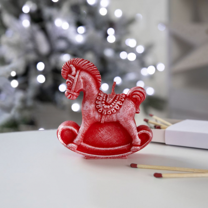 Свеча фигурная Лошадка-качалка, красная