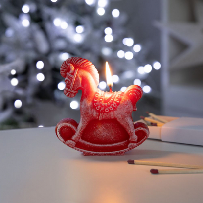 Свеча фигурная Лошадка-качалка, красная