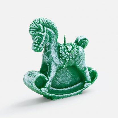 Свеча фигурная Лошадка-качалка, зеленая