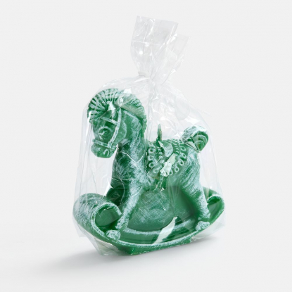 Свеча фигурная Лошадка-качалка, зеленая