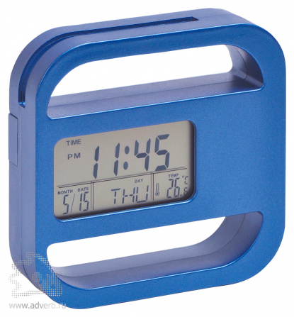 Часы-подставка для скрепок и записок Window, синие