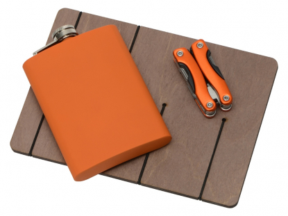 Подарочный набор с флягой и мультитулом Путешественник, оранжевый